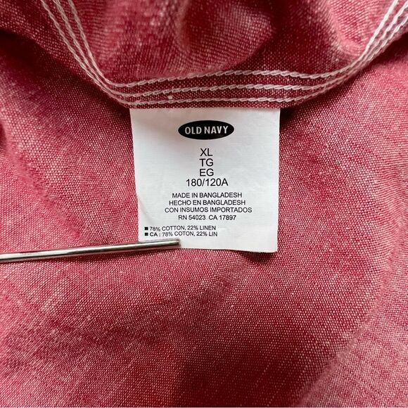 NWT Old Navy Slim Fit Cotton Linen Blend Chambray Casual Button Up Shirt XL - Picture 7 of 9